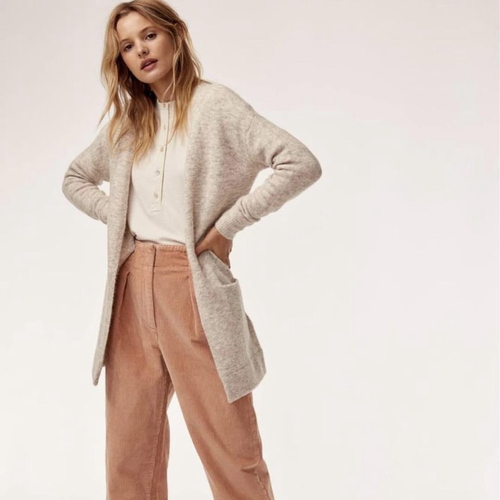 ARITZIA | Wilfred Free Aronson Wool Blend Open Cardigan in Speckled Rose Pink S